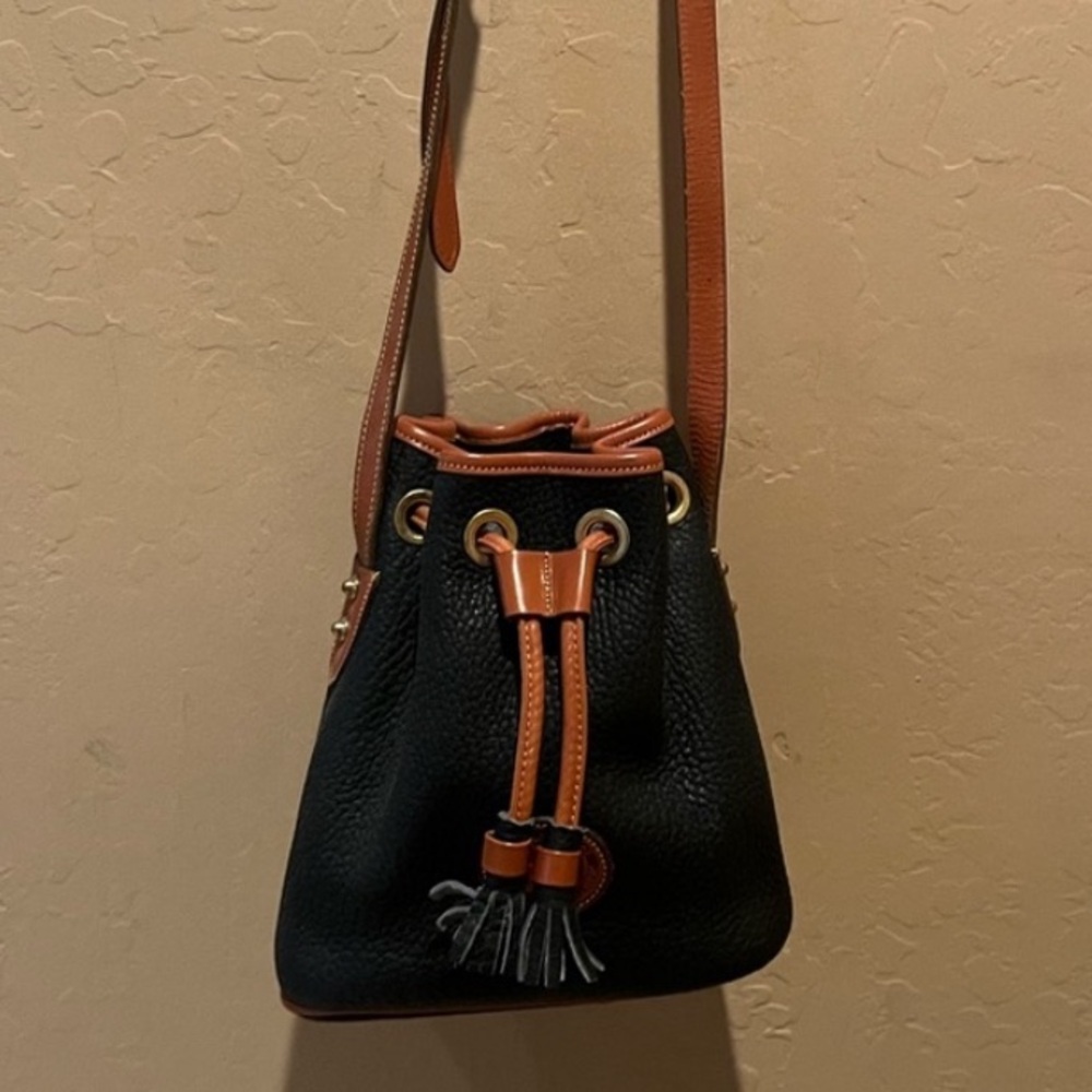 Dooney & Bourke Black and Brown Crossbody Bag with Leather Accents